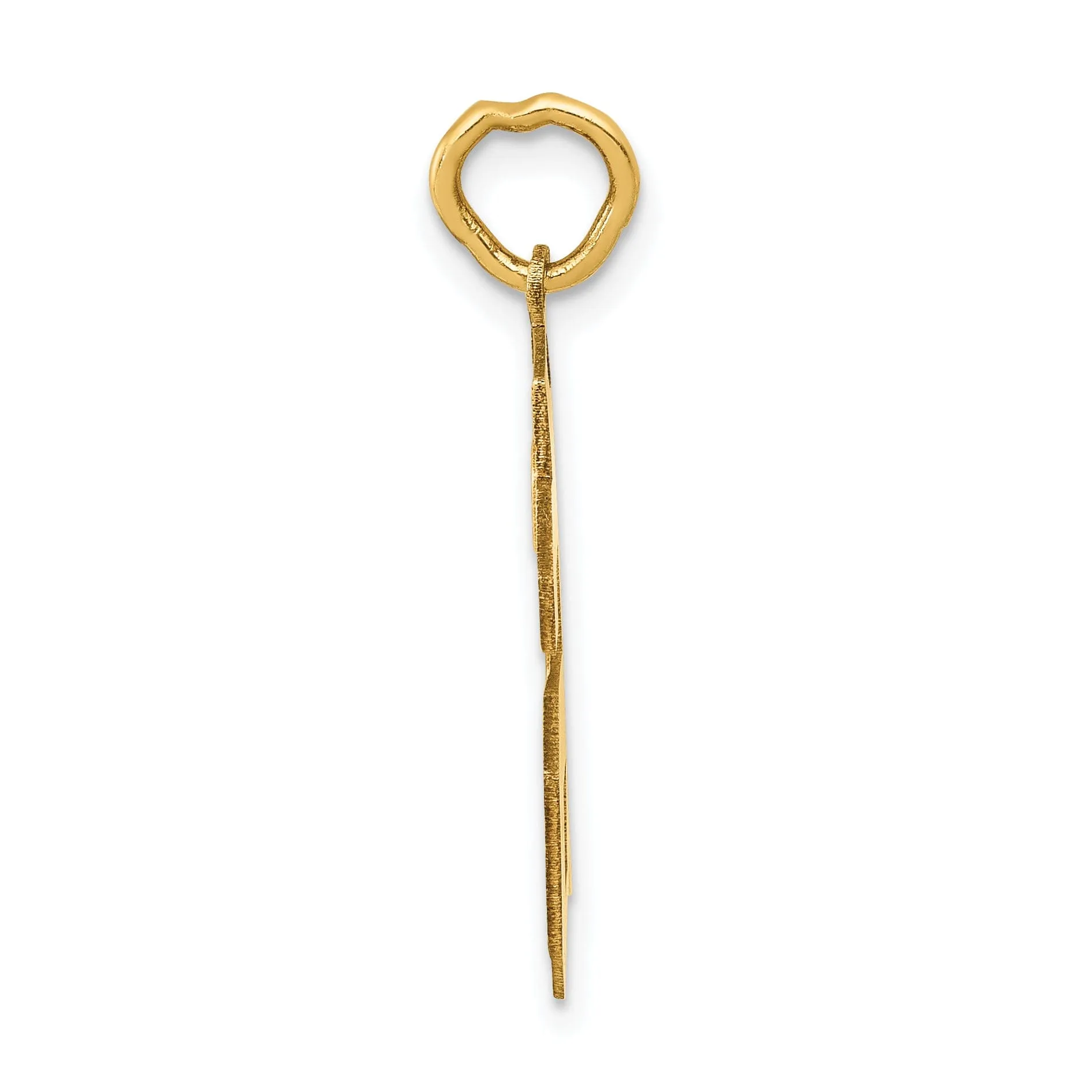 14k Yellow Gold Satin Brush Finish Medium Size Number 66 Charm Pendant