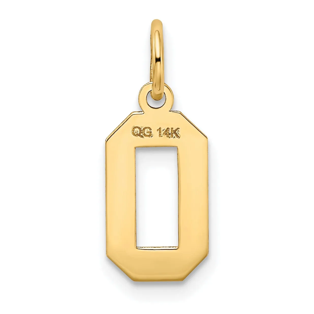 14k Yellow Gold Satin Brush Finish Small Size Number 0 Charm Pendant