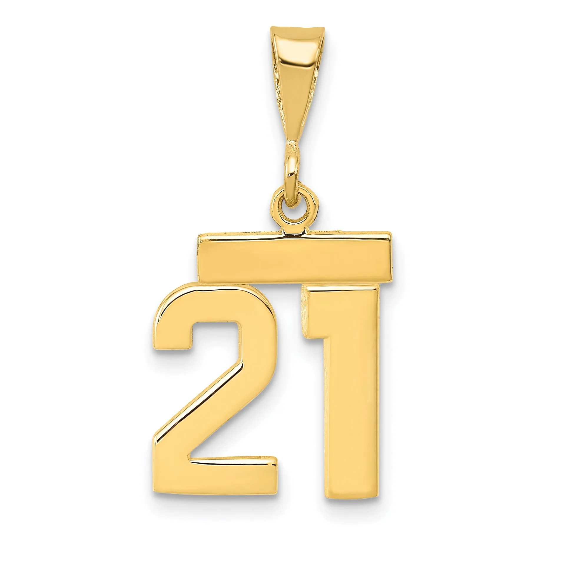 14k yellow gold small polished number 21 charm