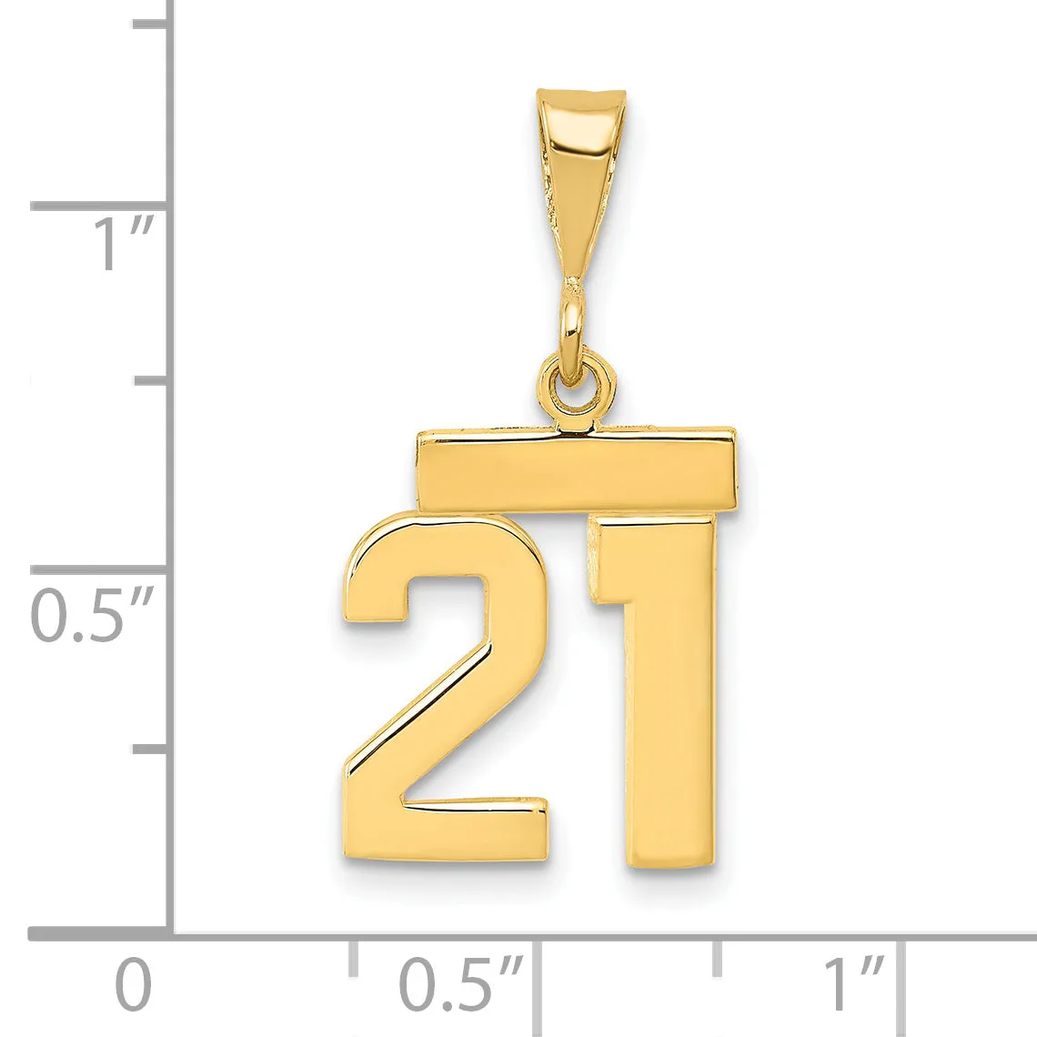 14k yellow gold small polished number 21 charm