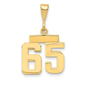 14k yellow gold small polished number 65 charm