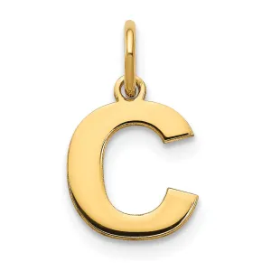 14k Yellow Gold  Small Size Letter C Initial Block Pendant