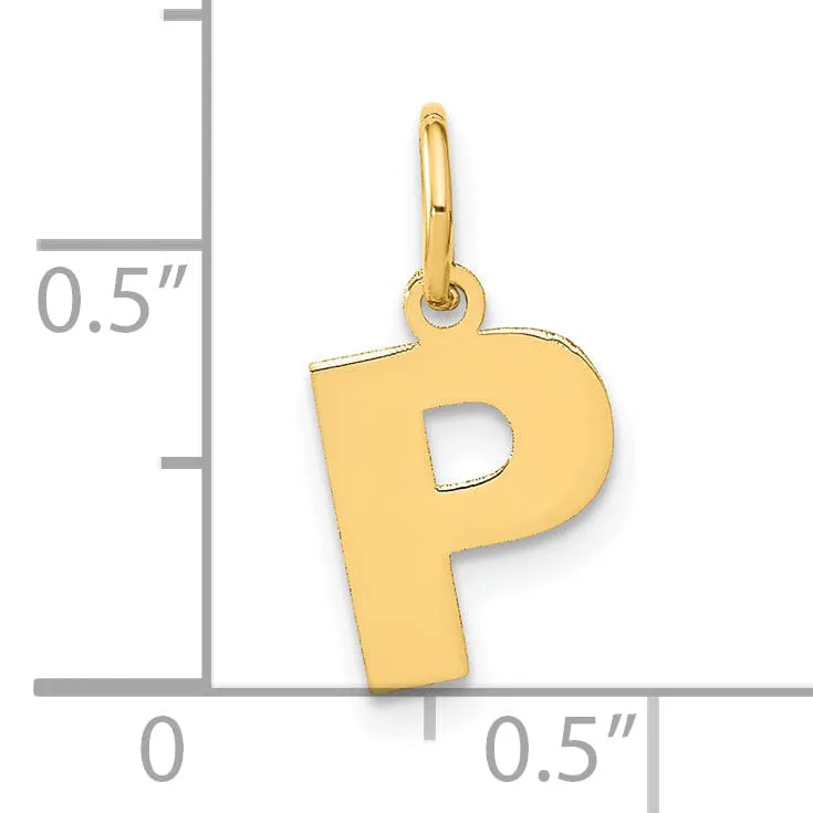 14k Yellow Gold  Small Size Letter P Initial Block Pendant