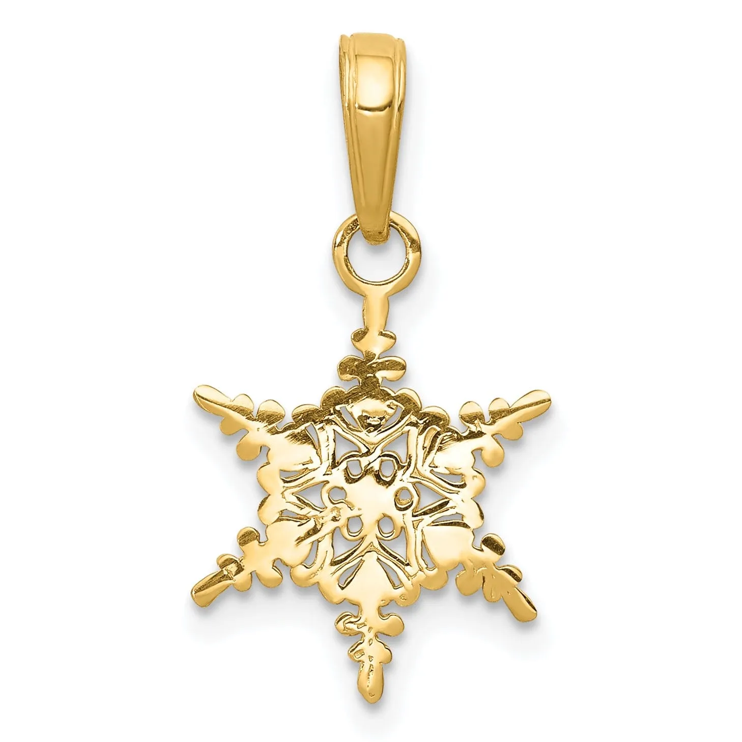 14k Yellow Gold Small Snowflake Charm Pendant