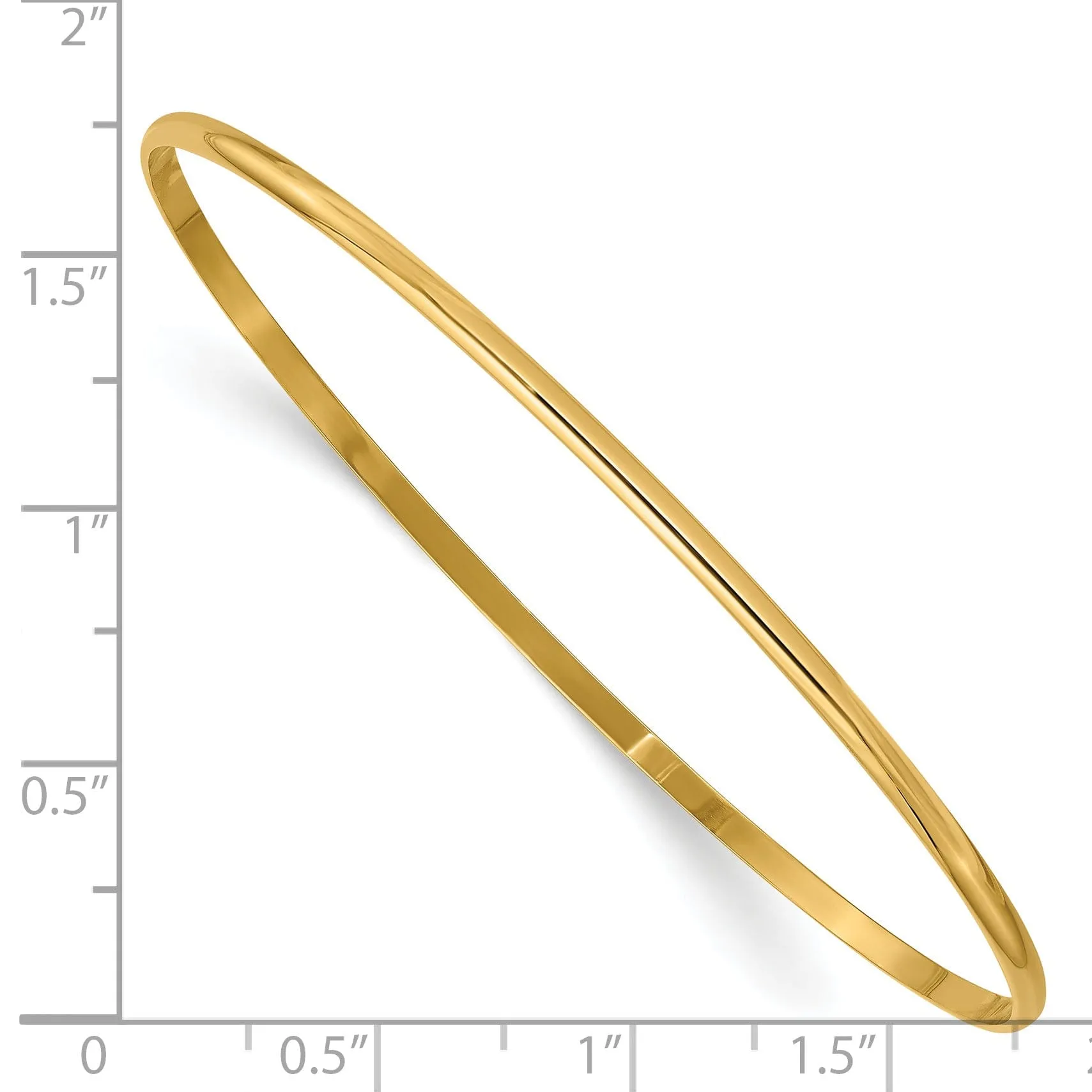 14k Yellow Gold Solid Half-Round Slip-On Bangle