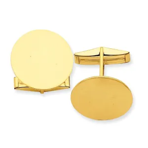 14k Yellow Gold Solid Round Design Cuff Links