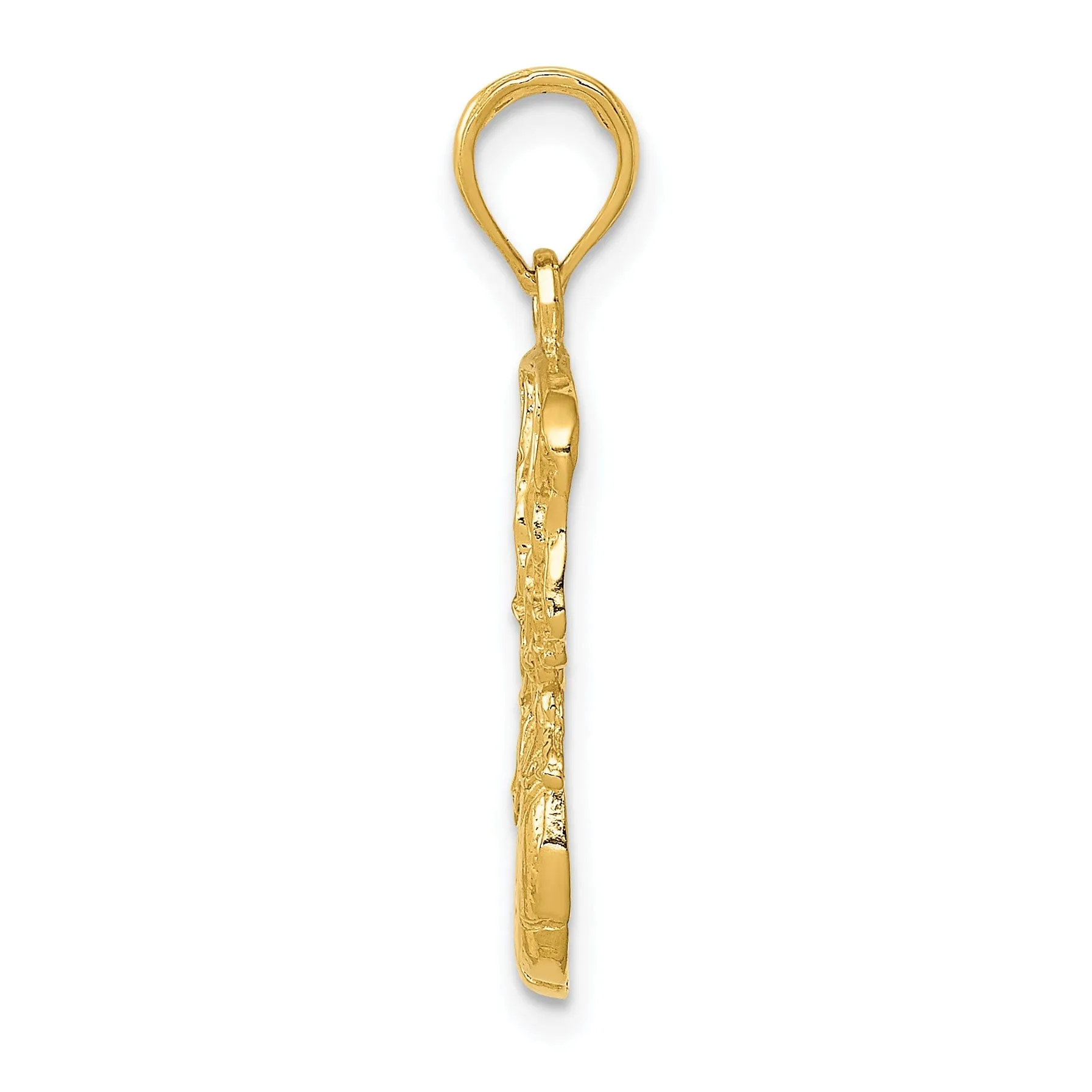 14k Yellow Gold Swoosh Basketball Net Pendant