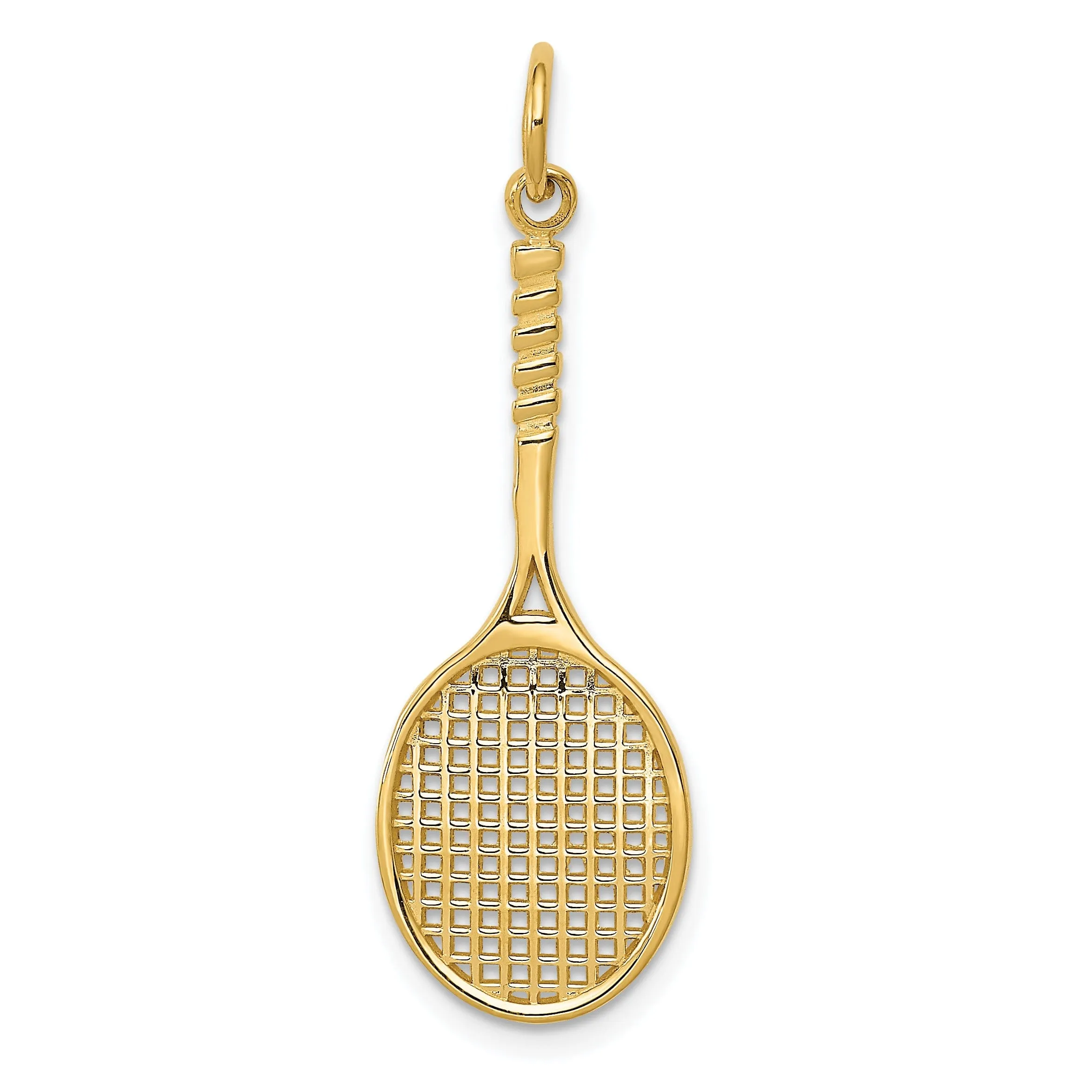 14k Yellow Gold Tennis Racquet Charm Pendant