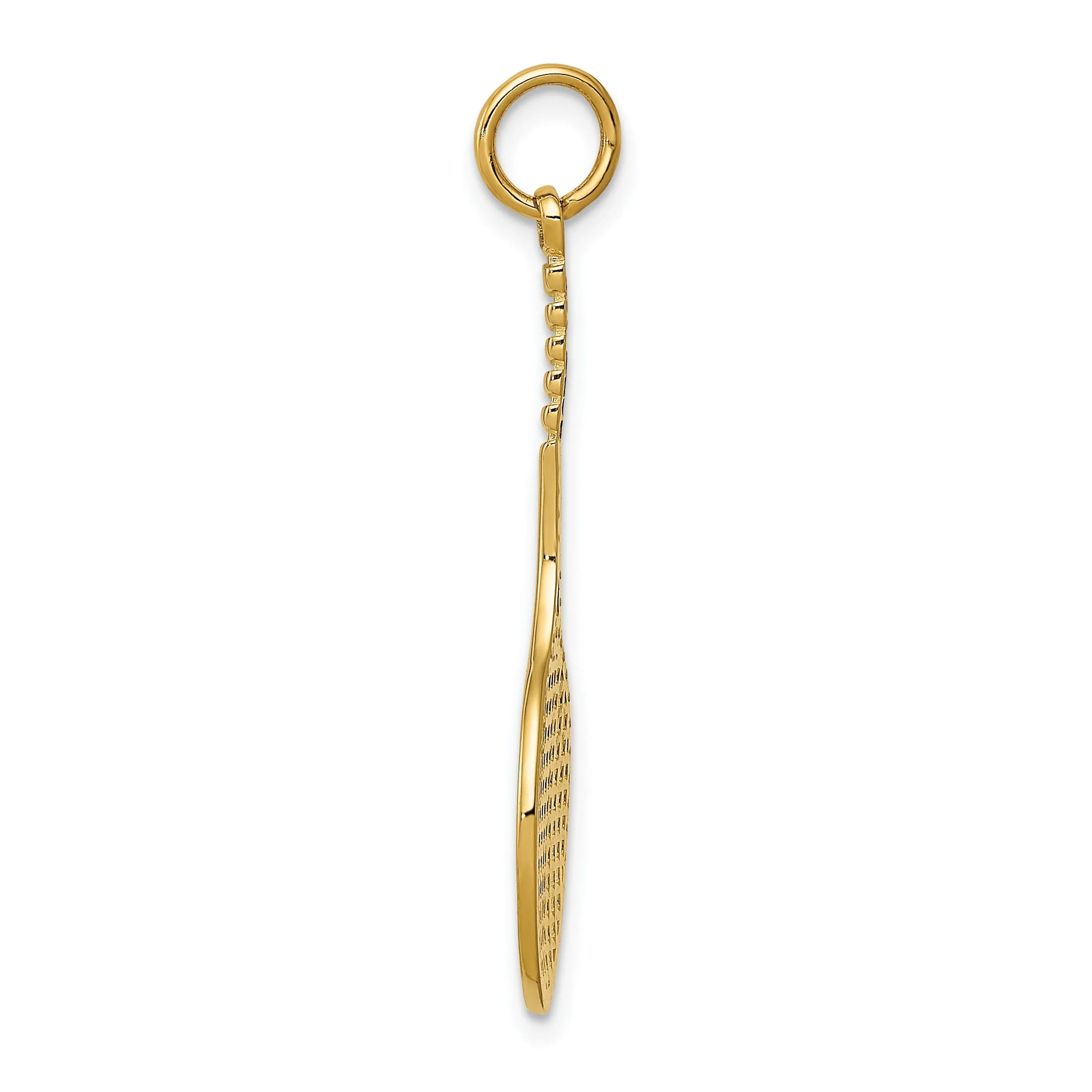 14k Yellow Gold Tennis Racquet Charm Pendant