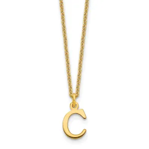 14k Yellow Gold Tiny Cut Out Block Letter D Initial Pendant and Necklace