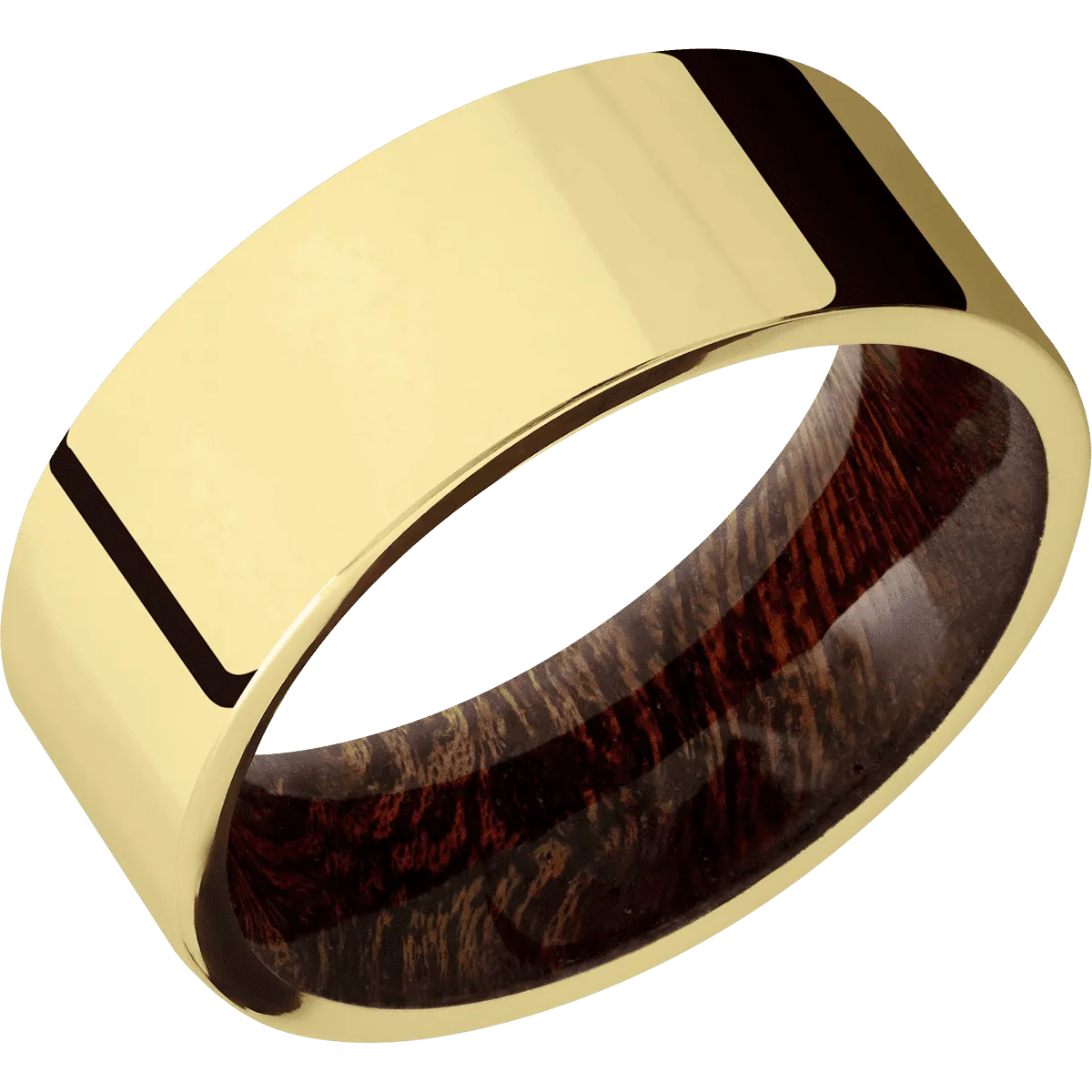 14K Yellow Gold with Polish Finish and Sapele