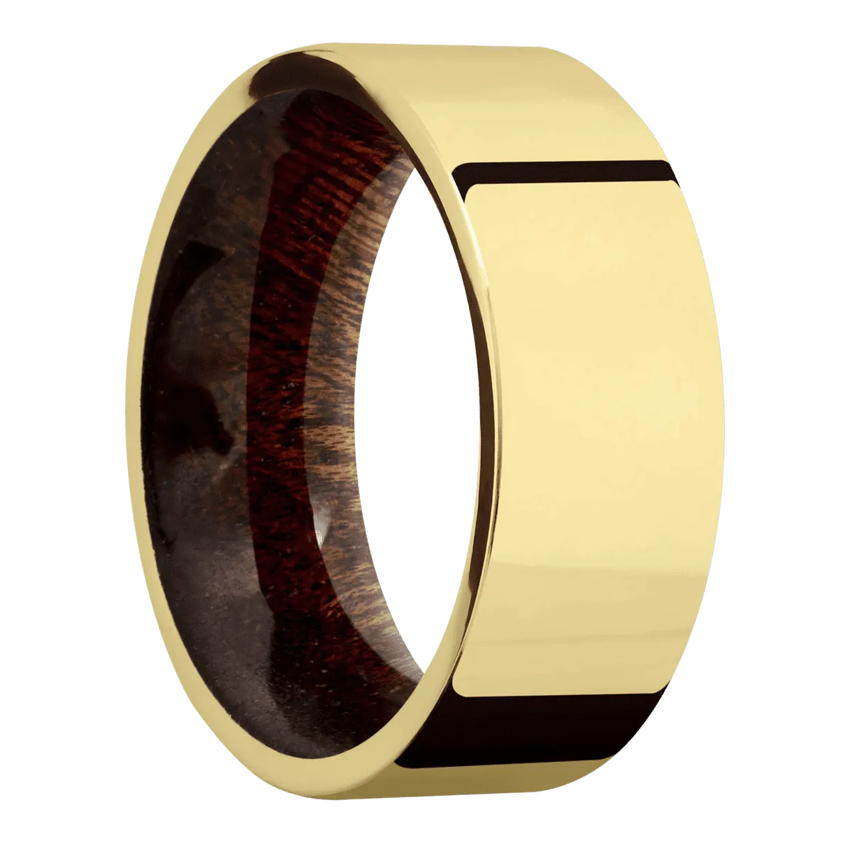 14K Yellow Gold with Polish Finish and Sapele