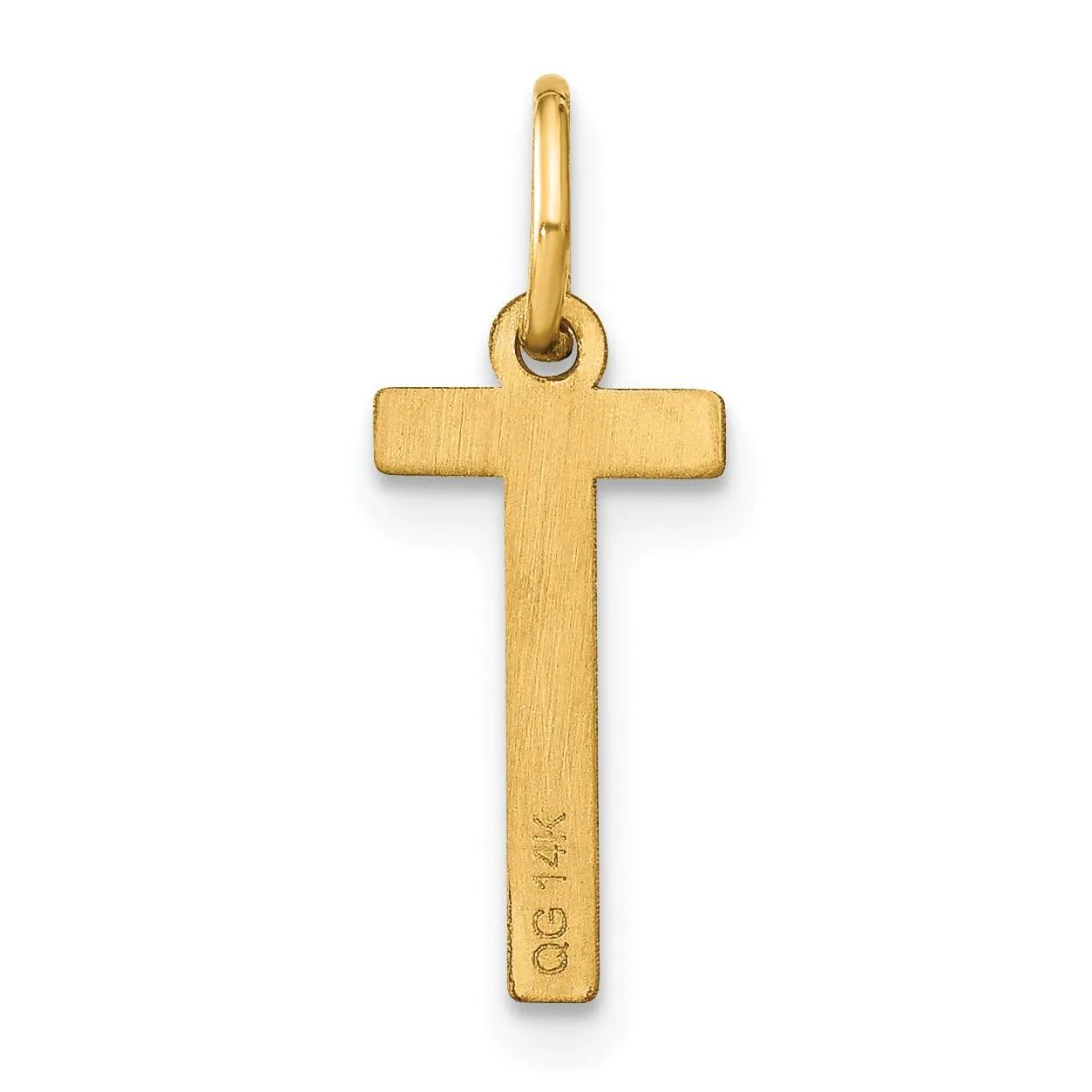 14k Yellow Gold Women's Letter T Initial Charm Pendant