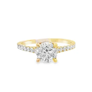 14K Yellow Round Diamond 0.48Ct Solitaire Engagement Ring