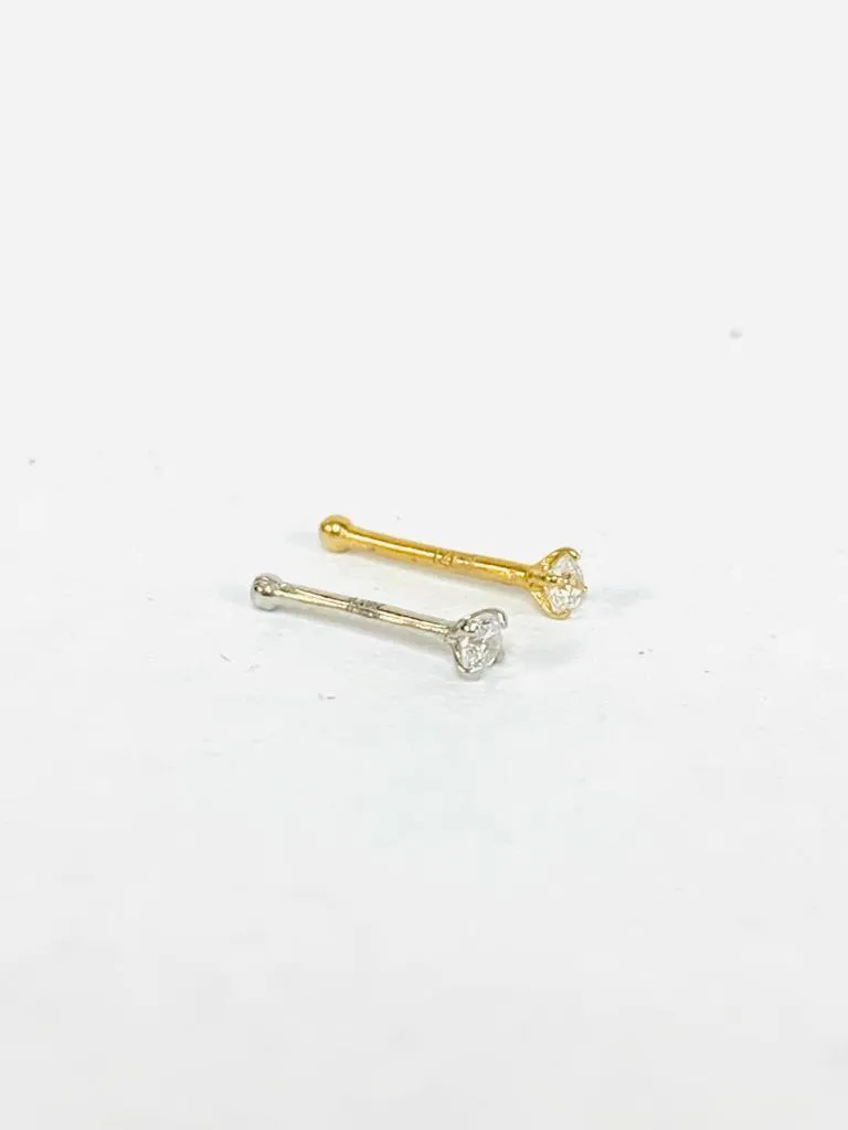 14k Yellow/White Gold CZ Round Nose Piercing / Stud Nose Piercing / Nose Ring / Women's Nose Ring / Piercing / Aretes Para La Nariz / CZ Nose Ring / Aretes de La Nariz En Oro Real con Piedra