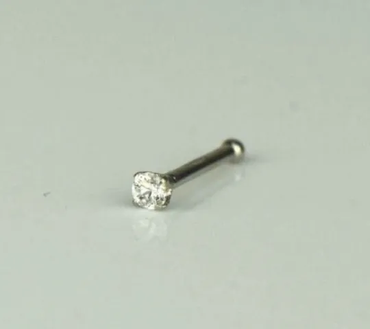 14k Yellow/White Gold CZ Round Nose Piercing / Stud Nose Piercing / Nose Ring / Women's Nose Ring / Piercing / Aretes Para La Nariz / CZ Nose Ring / Aretes de La Nariz En Oro Real con Piedra