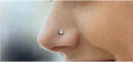 14k Yellow/White Gold CZ Round Nose Piercing / Stud Nose Piercing / Nose Ring / Women's Nose Ring / Piercing / Aretes Para La Nariz / CZ Nose Ring / Aretes de La Nariz En Oro Real con Piedra