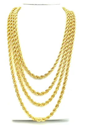 14KGF 6mm French Rope Chain Necklace , Sku#FR-6