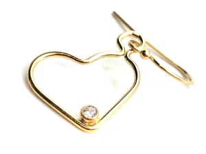 14KGF Ball End Earwire W/Heart Drop 2mm WHT CZ Sku#4018609B2