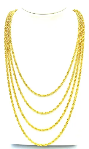 14KGF Double Rope Chain 18” 20” 22” 24” , Sku#15R