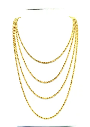 14KGF French Rope Chain Necklace 18” 20” 22” 24” , 2.5mm