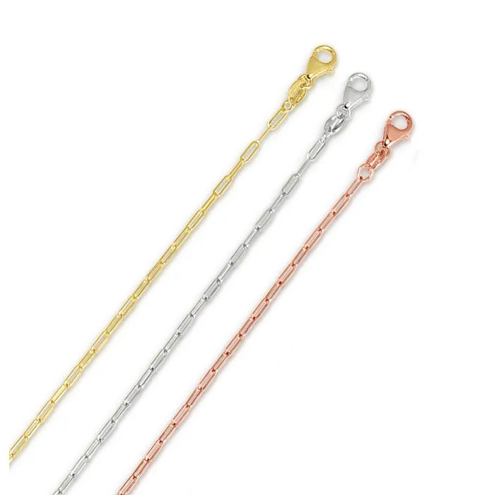 14KT GOLD 1.5MM PAPERCLIP CHAIN NECKLACE-VARIOUS LENGTHS & COLORS