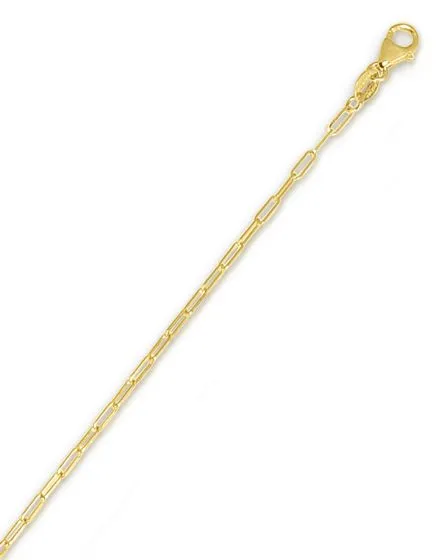 14KT GOLD 1.5MM PAPERCLIP CHAIN NECKLACE-VARIOUS LENGTHS & COLORS