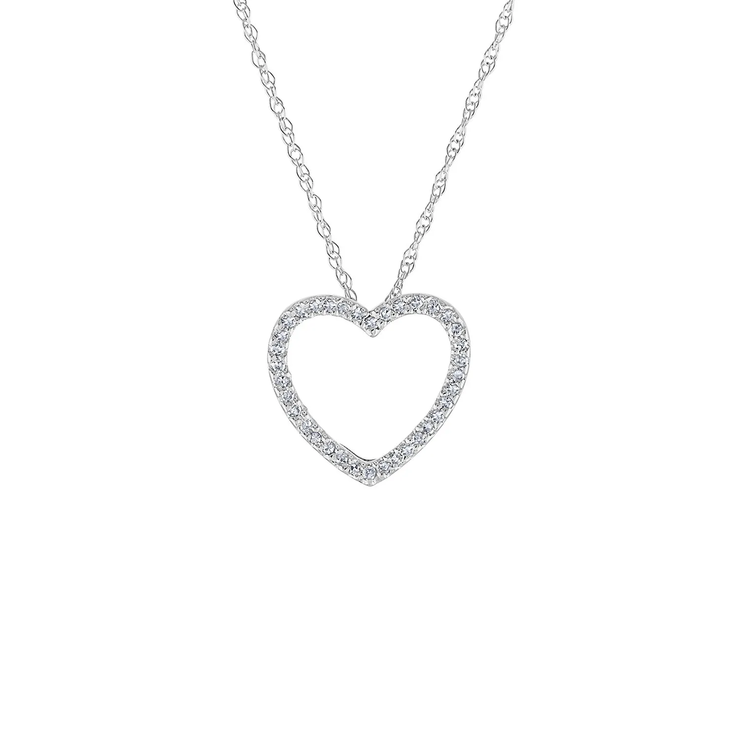 14KT GOLD DIAMOND OPEN HEART NECKLACE