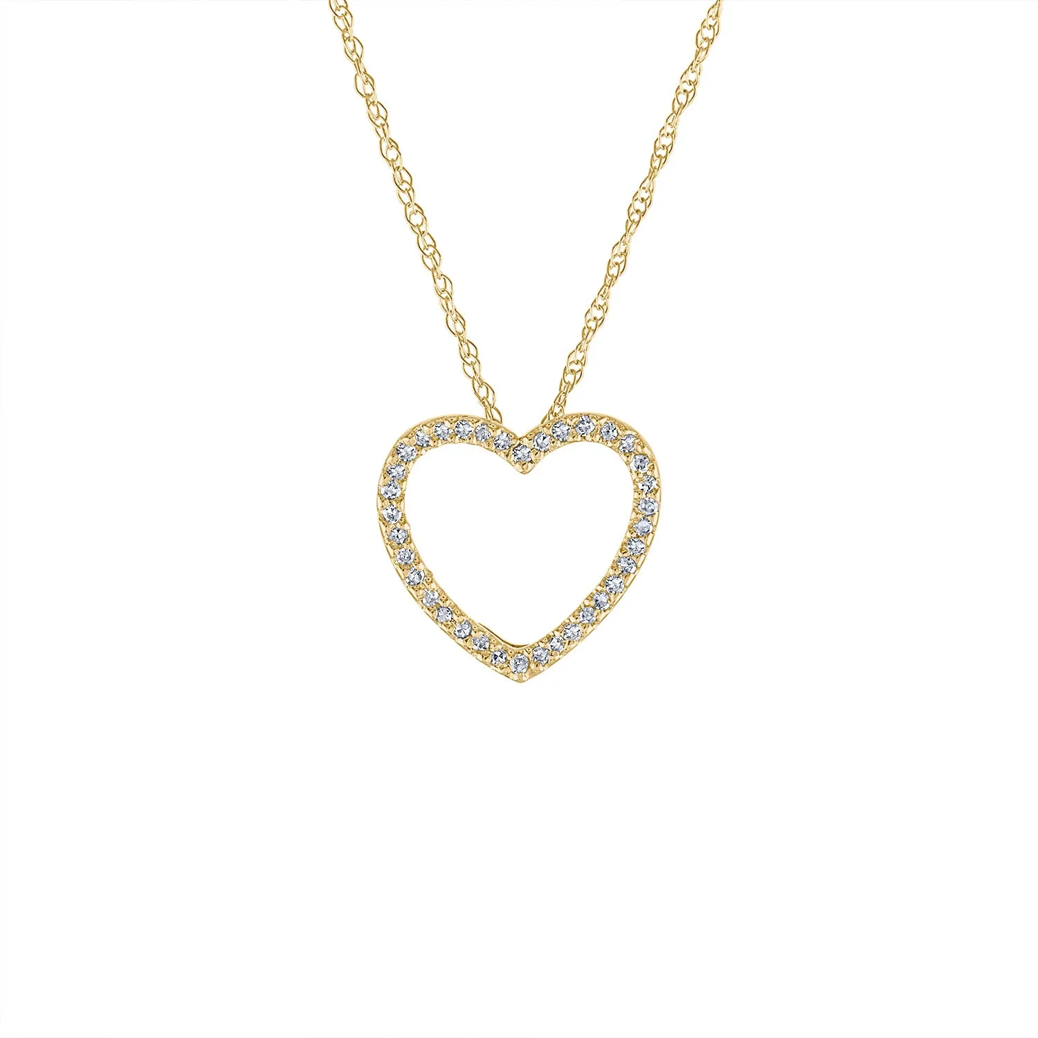 14KT GOLD DIAMOND OPEN HEART NECKLACE