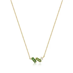 14kt Gold Tourmaline and White Sapphire Necklace