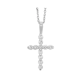 14KT White Gold & Diamond Classic Book Cross Pendants Neckwear Pendant  - 1/5 ctw