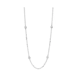 14KT White Gold & Diamond Classic Book Diamonds By The Yard Bracelet & Necklace Neckwear Necklace  - 1-1/2 ctw