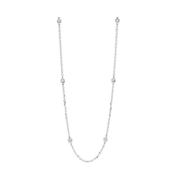 14KT White Gold & Diamond Classic Book Diamonds By The Yard Bracelet & Necklace Neckwear Necklace  - 1 ctw