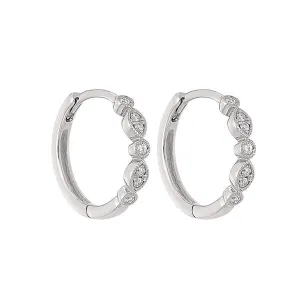 14KT White Gold & Diamond Classic Book Mixable Fashion Earrings   - 1/6 ctw