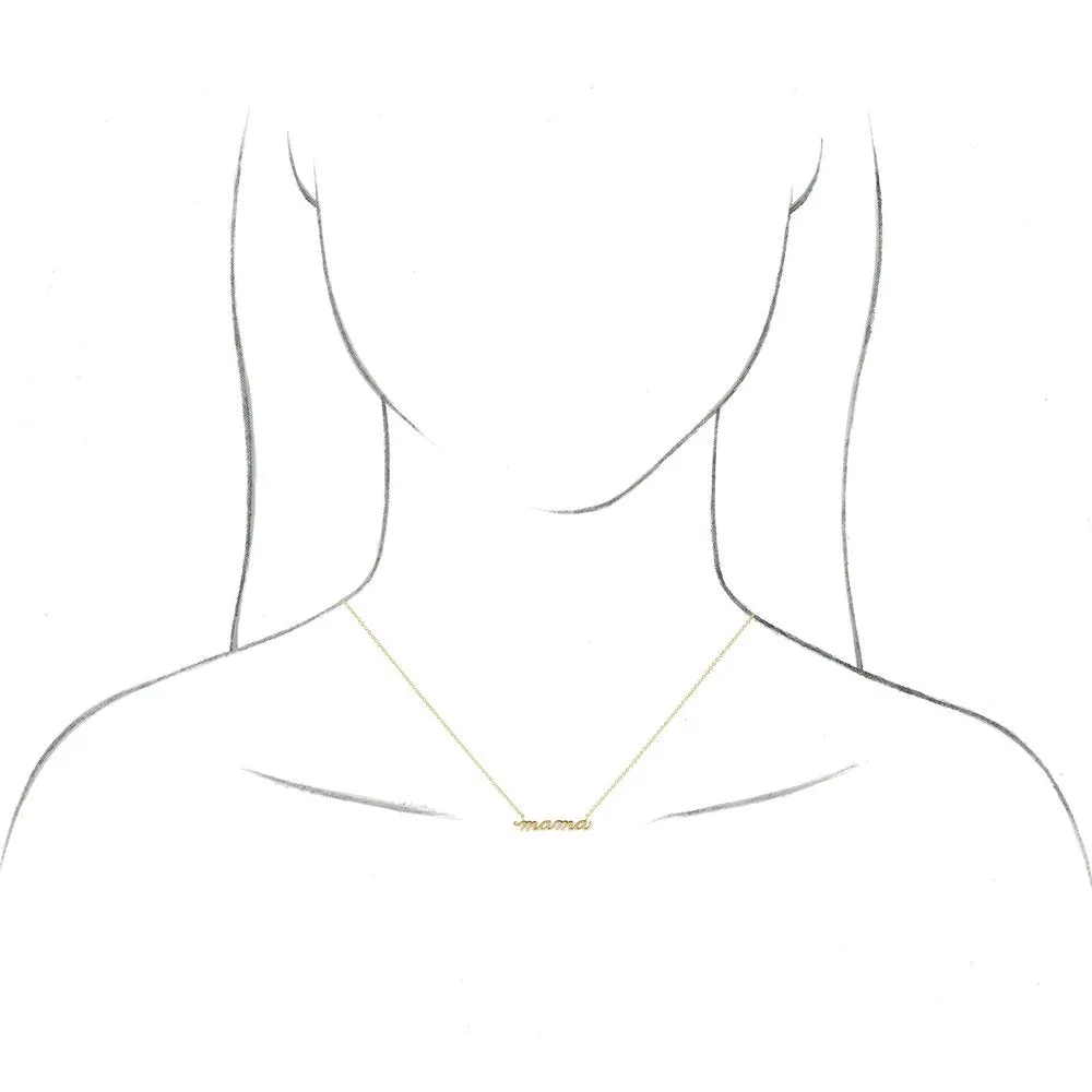 14kt Yellow Gold Mama Script Necklace on 18" Chain