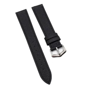 14mm, 16mm, 18mm Black Litchi Grain Calf Leather Watch Strap