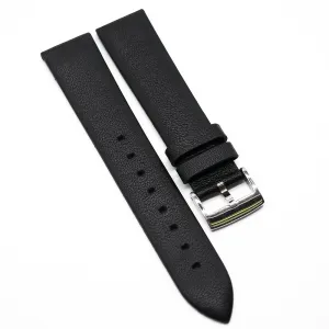 14mm, 16mm Black Calf Leather Watch Strap, No Stitching