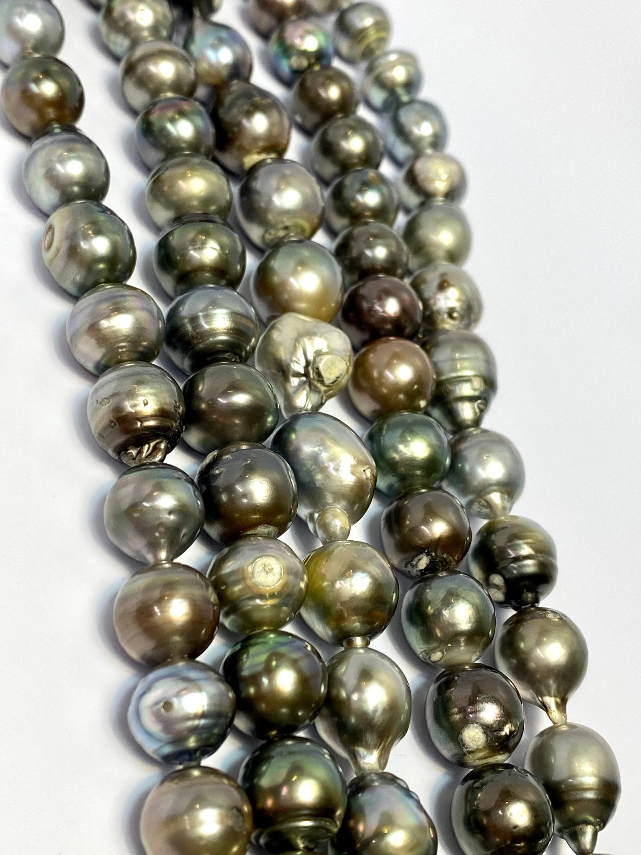 14mm Tahiti Pearls, Exquisite Sultry Gray to A Dark Pastel Green, Tahitian Pearls, Large Pearls SKU #968