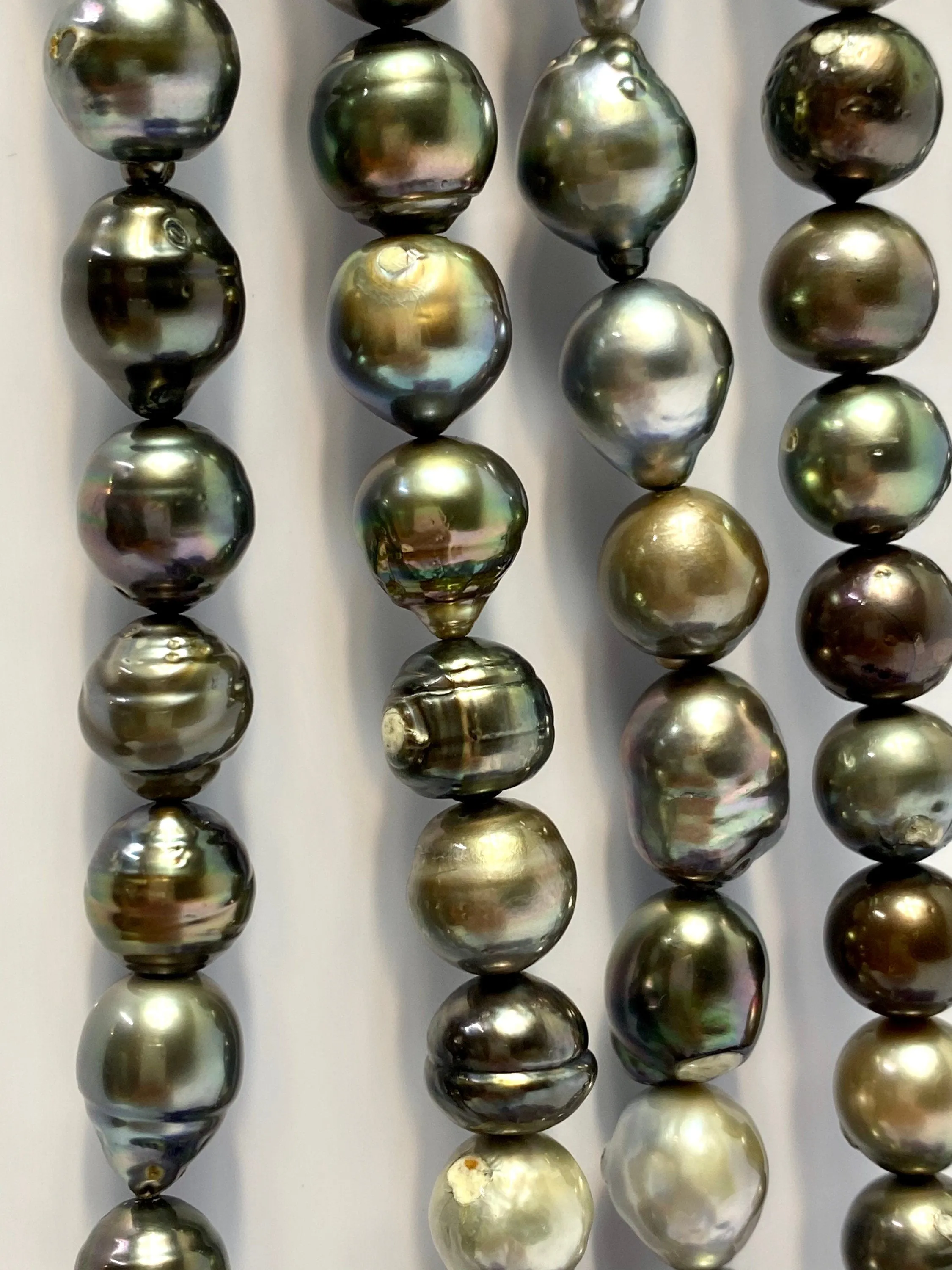 14mm Tahiti Pearls, Exquisite Sultry Gray to A Dark Pastel Green, Tahitian Pearls, Large Pearls SKU #968