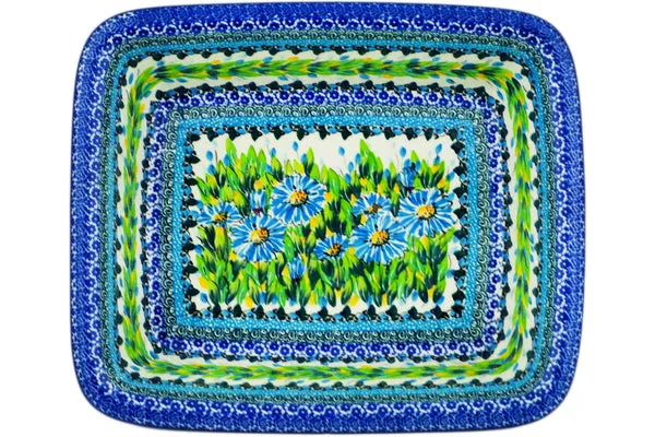 14" Rectangular Baker - Bouquet Azul