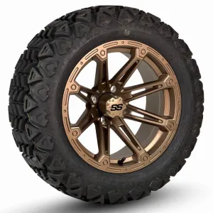 14" Volt Matte Bronze Golf Cart Wheels and 23" Golf Cart Tires Combo- Set of 4