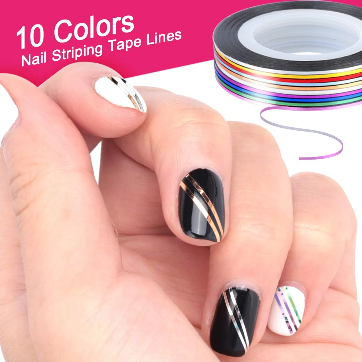 15-Piece Nail Art Essentials Kit: Brushes, Foils, Rhinestones, Dotting Tools & Tapes