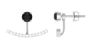 1.50 CT Classic Black and White Diamond Jacket Earrings