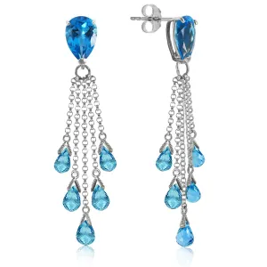 15.5 Carat 14K Solid White Gold The Chosen Path Blue Topaz Earrings