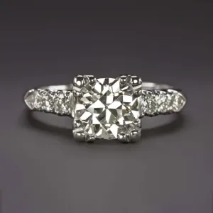 1.59ct H-I SI2 OLD EUROPEAN CUT DIAMOND ENGAGEMENT RING PLATINUM VINTAGE ESTATE