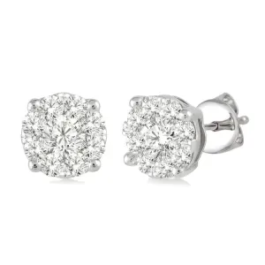 .15ctw Diamond Cluster Stud Earrings