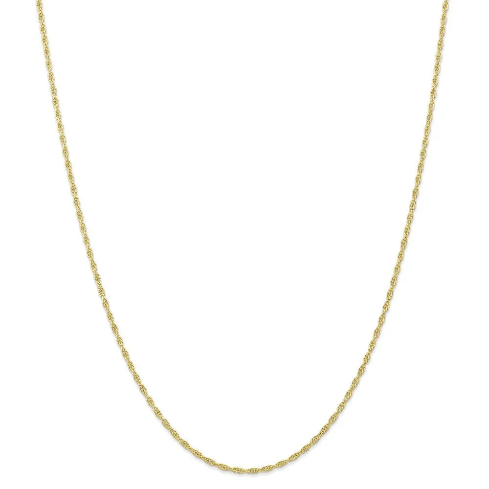 1.5mm 10K Yellow Gold Solid Cable Rope Chain Necklace