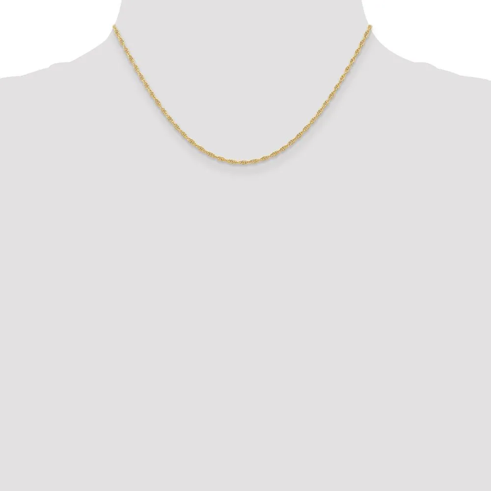 1.5mm 10K Yellow Gold Solid Cable Rope Chain Necklace