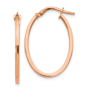 1.5mm Square Tube Oval Hoop Earrings in 14k Rose Gold, 26mm (1 Inch)