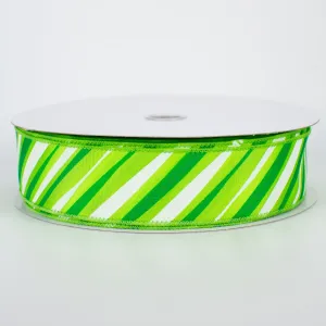 1.5" Brushstroke Stripe Ribbon: Green (50 Yards)